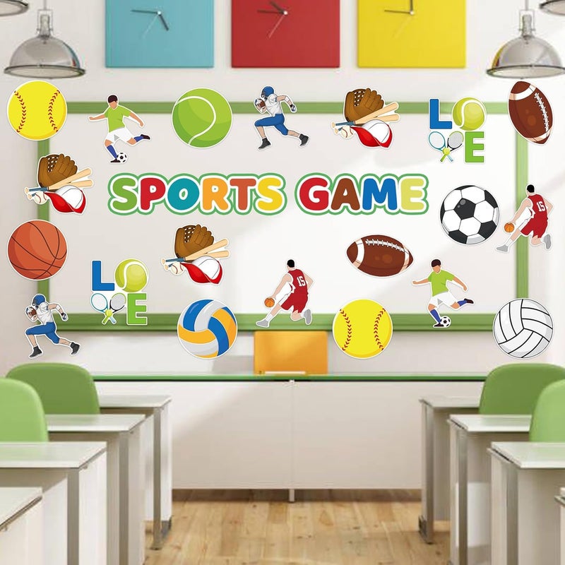 Machomby 48Pcs Sports Ball Cutouts for Bulletin Board Decorations, Funny Basketball Football Volleyball Cutouts Sports Paper Cut-Outs for Sport Theme Birthday Party Home Classroom Chalkboard Wall Decor - Image 4